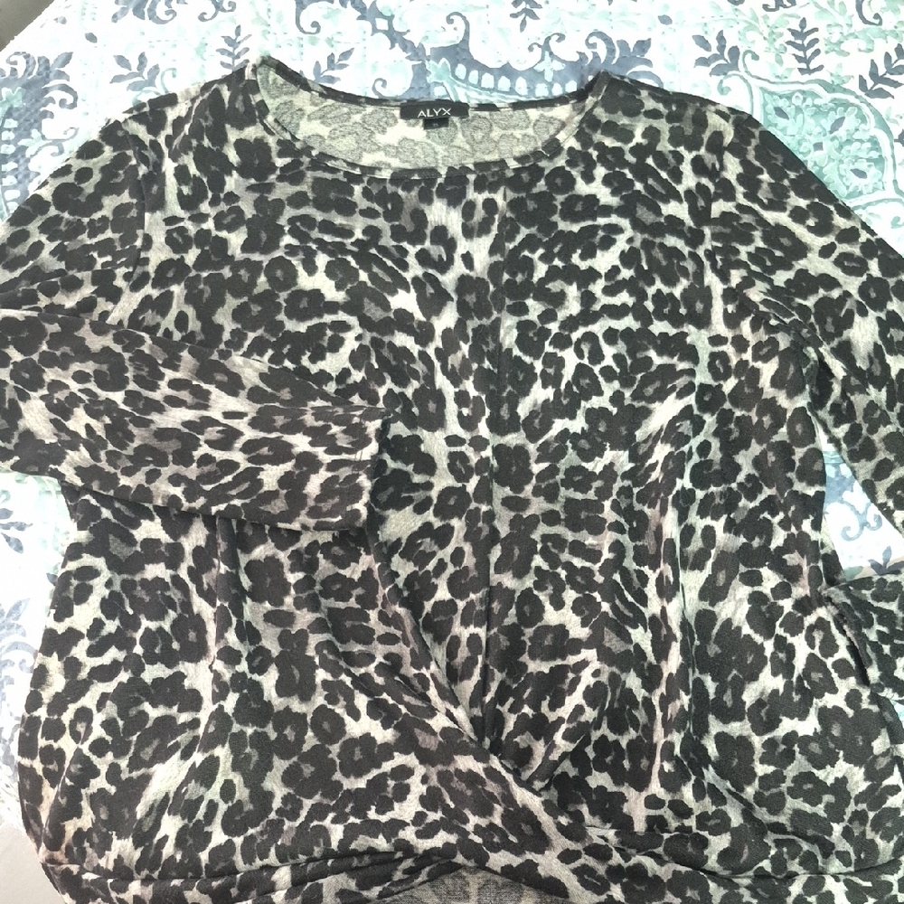 Alyx Black and Gray Leopard Print Women's Top